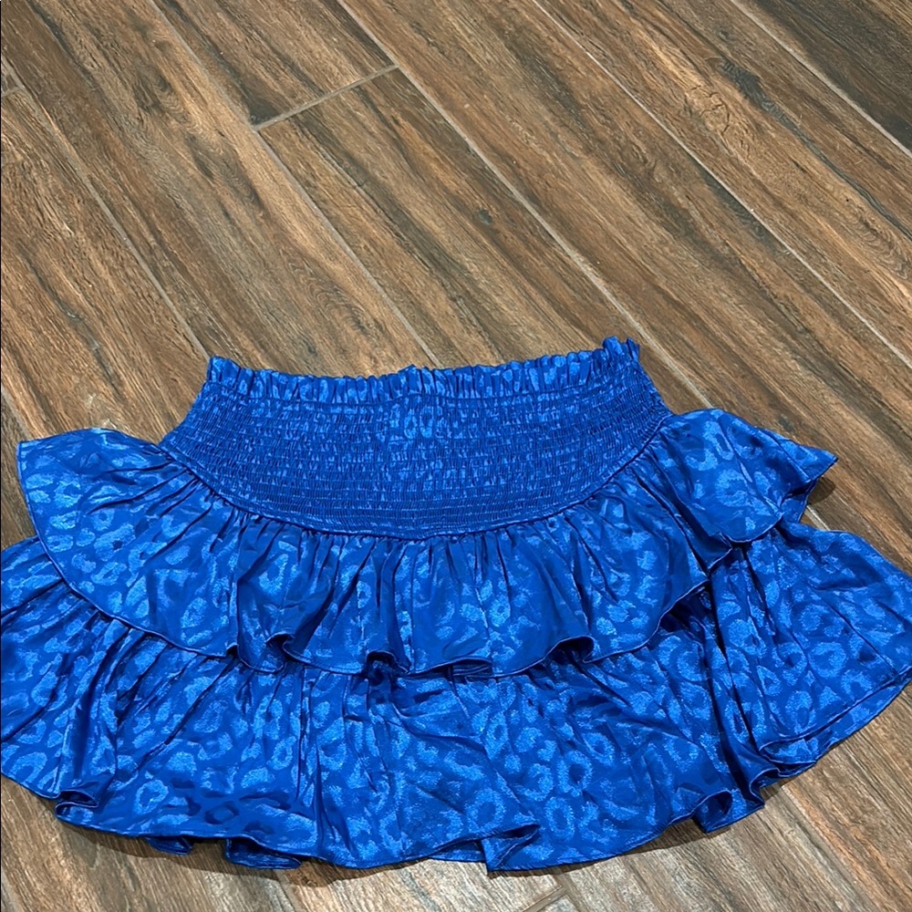 Blue leopard print skirt